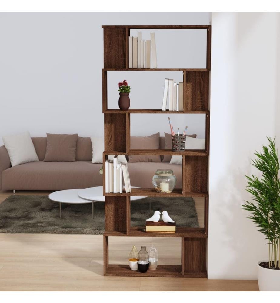 Bücherregal/Raumteiler Braun Eiche 80x24x192 cm Holzwerkstoff