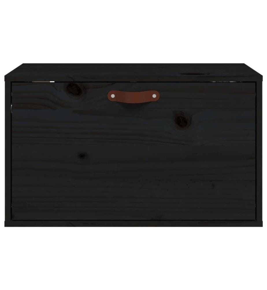 Wandschrank Schwarz 60x30x35 cm Massivholz Kiefer