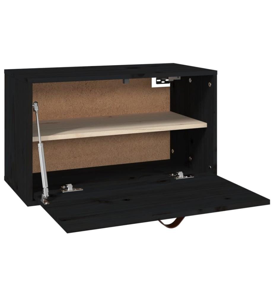 Wandschrank Schwarz 60x30x35 cm Massivholz Kiefer