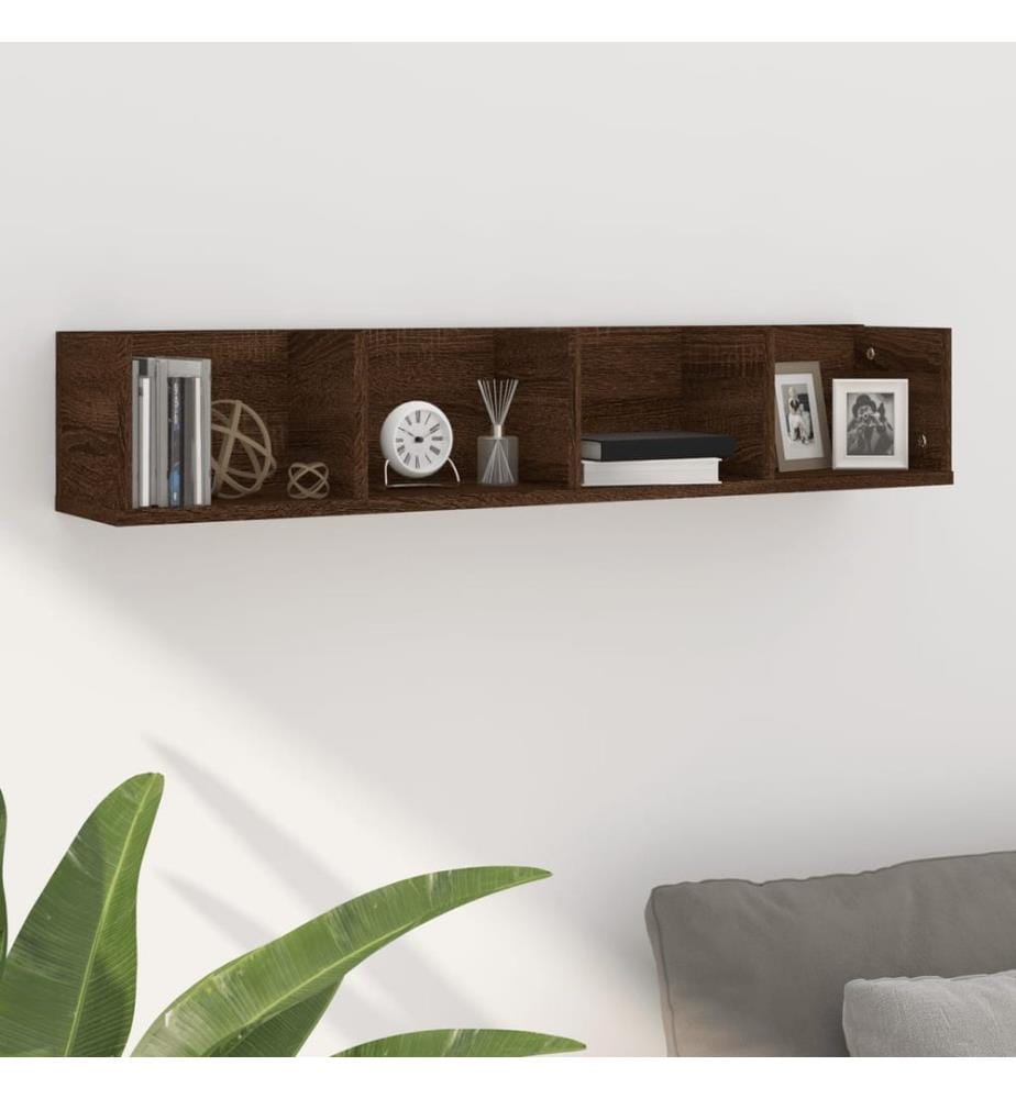 CD-Wandregal Braun Eichen-Optik 100x18x18 cm Holzwerkstoff