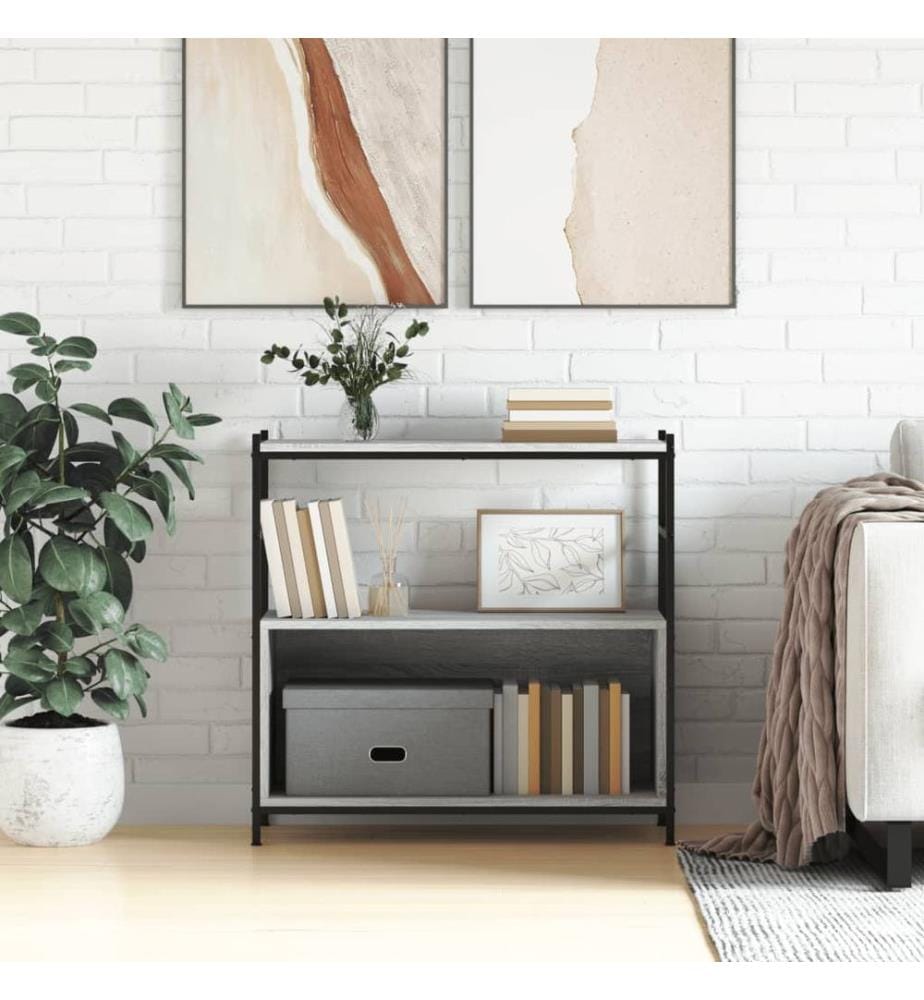 Bücherregal Grau Sonoma 80x30x78,5 cm Holzwerkstoff und Eisen