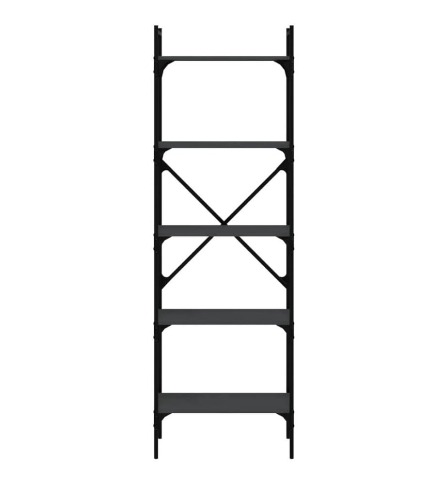 Bücherregal 5 Fächer Schwarz 56x31,5x174 cm Holzwerkstoff
