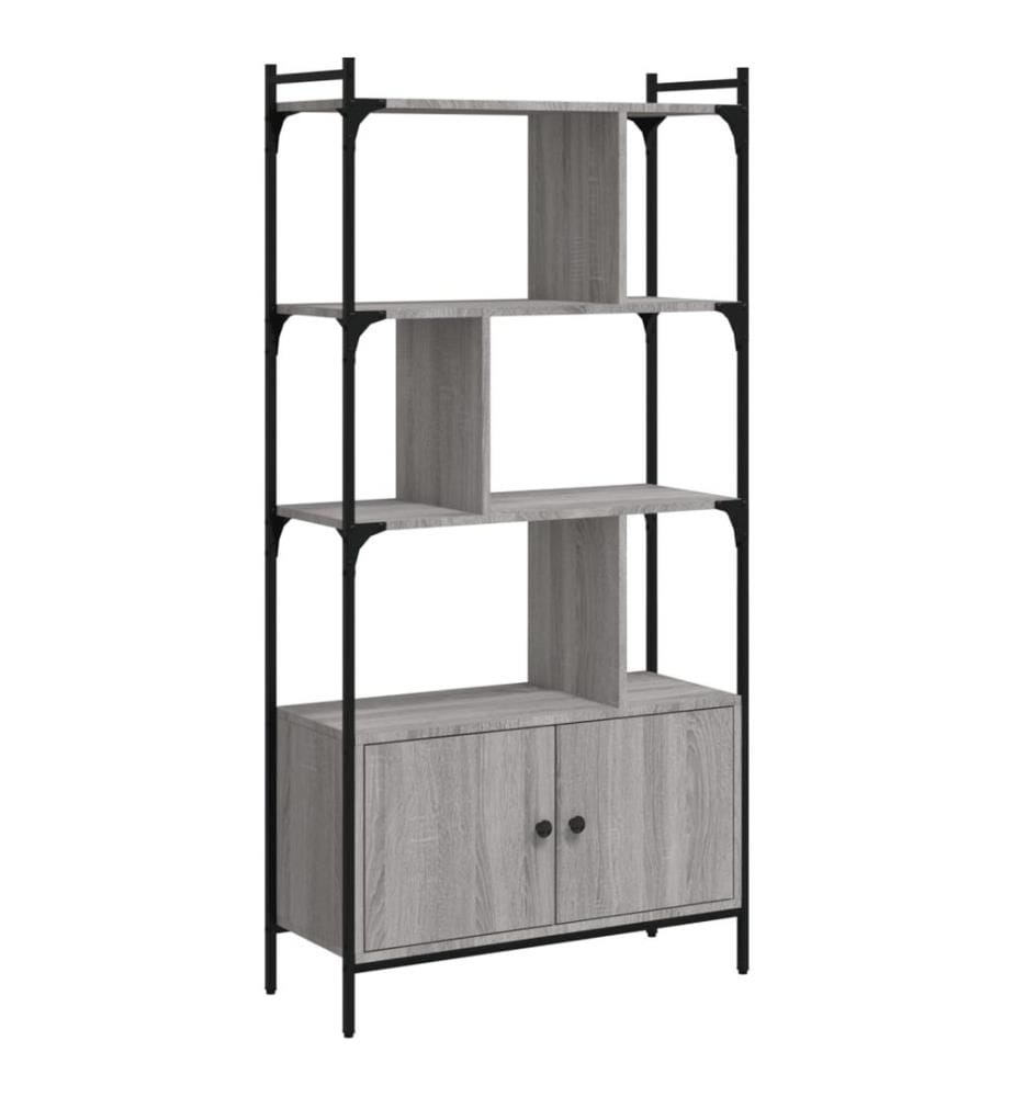 Bücherregal mit Türen Grau Sonoma 76,5x30x154,5cm Holzwerkstoff