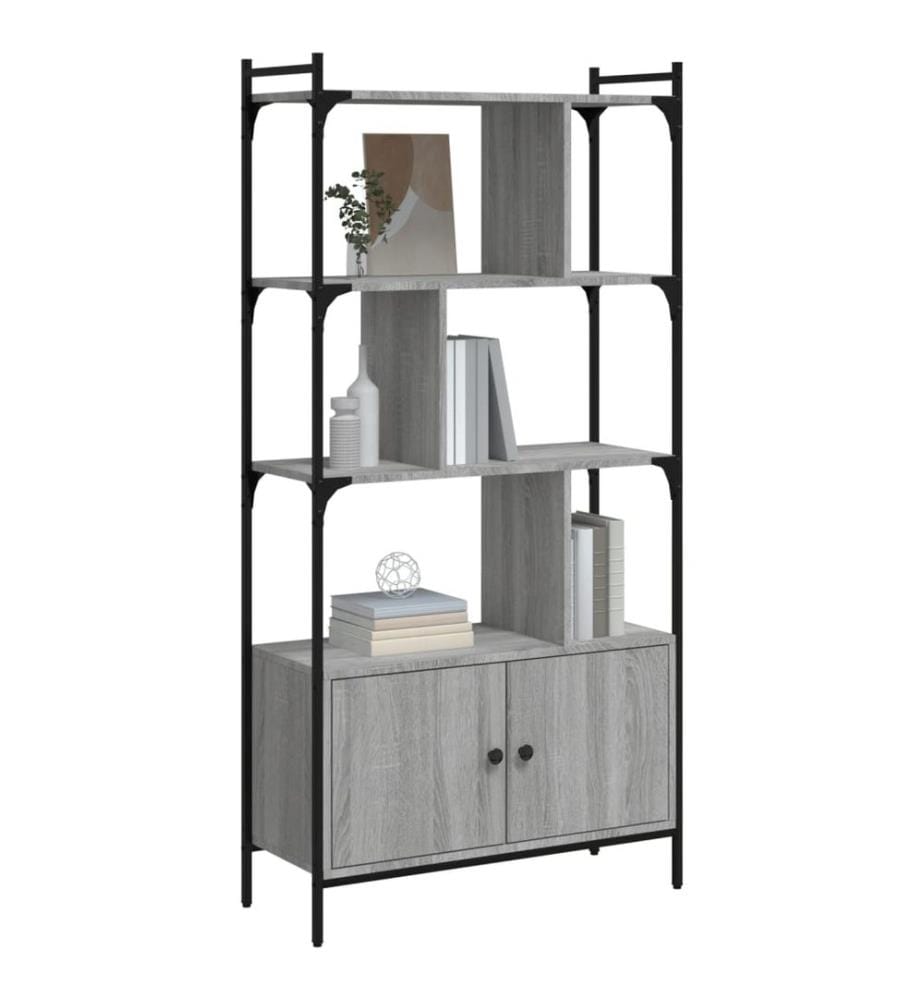Bücherregal mit Türen Grau Sonoma 76,5x30x154,5cm Holzwerkstoff