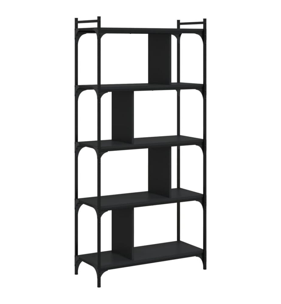 Bücherregal 5 Böden Schwarz 76x32x158 cm Holzwerkstoff