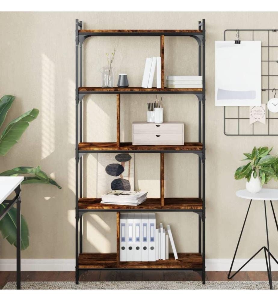 Bücherregal 5 Böden Räuchereiche 76x32x158 cm Holzwerkstoff