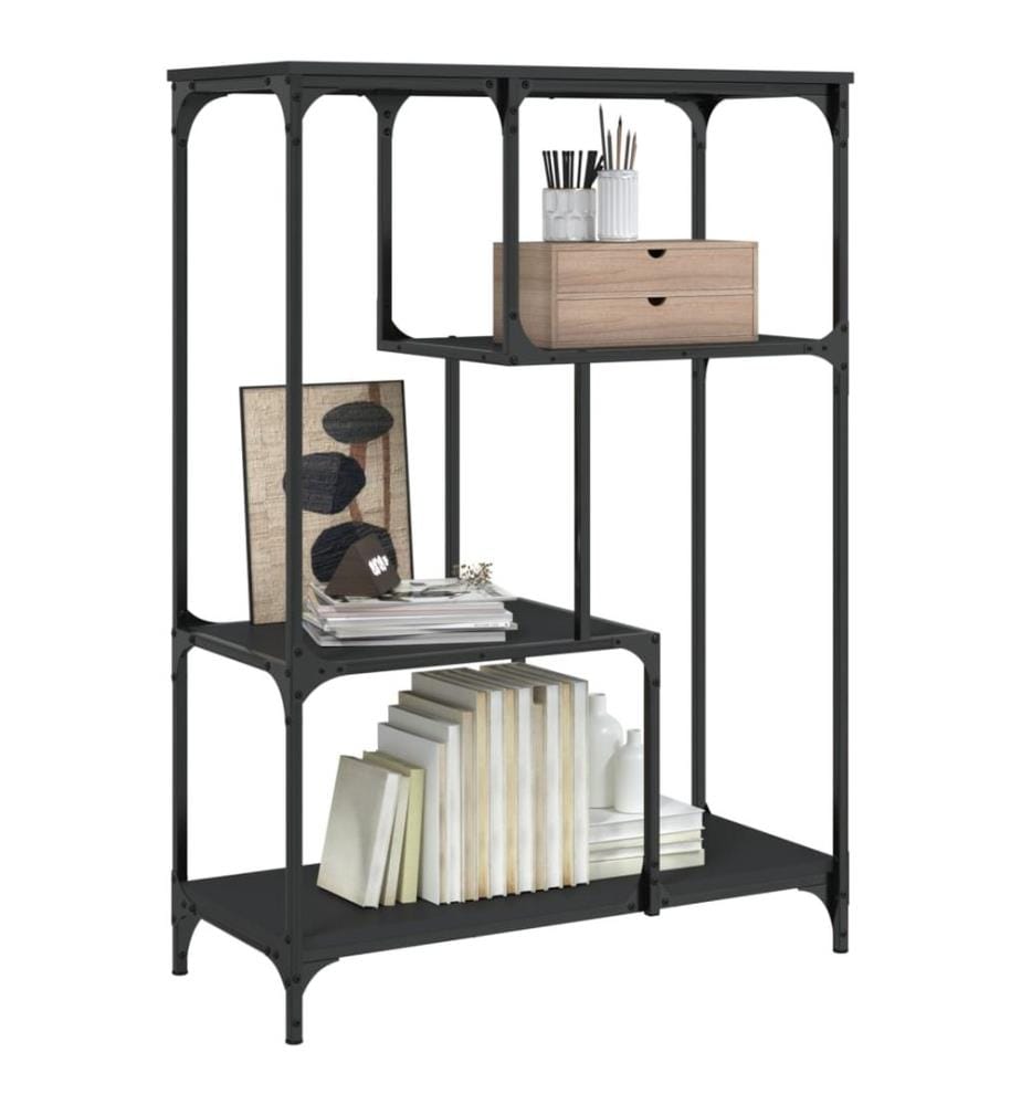Bücherregal Schwarz 81x36x115 cm Holzwerkstoff und Stahl