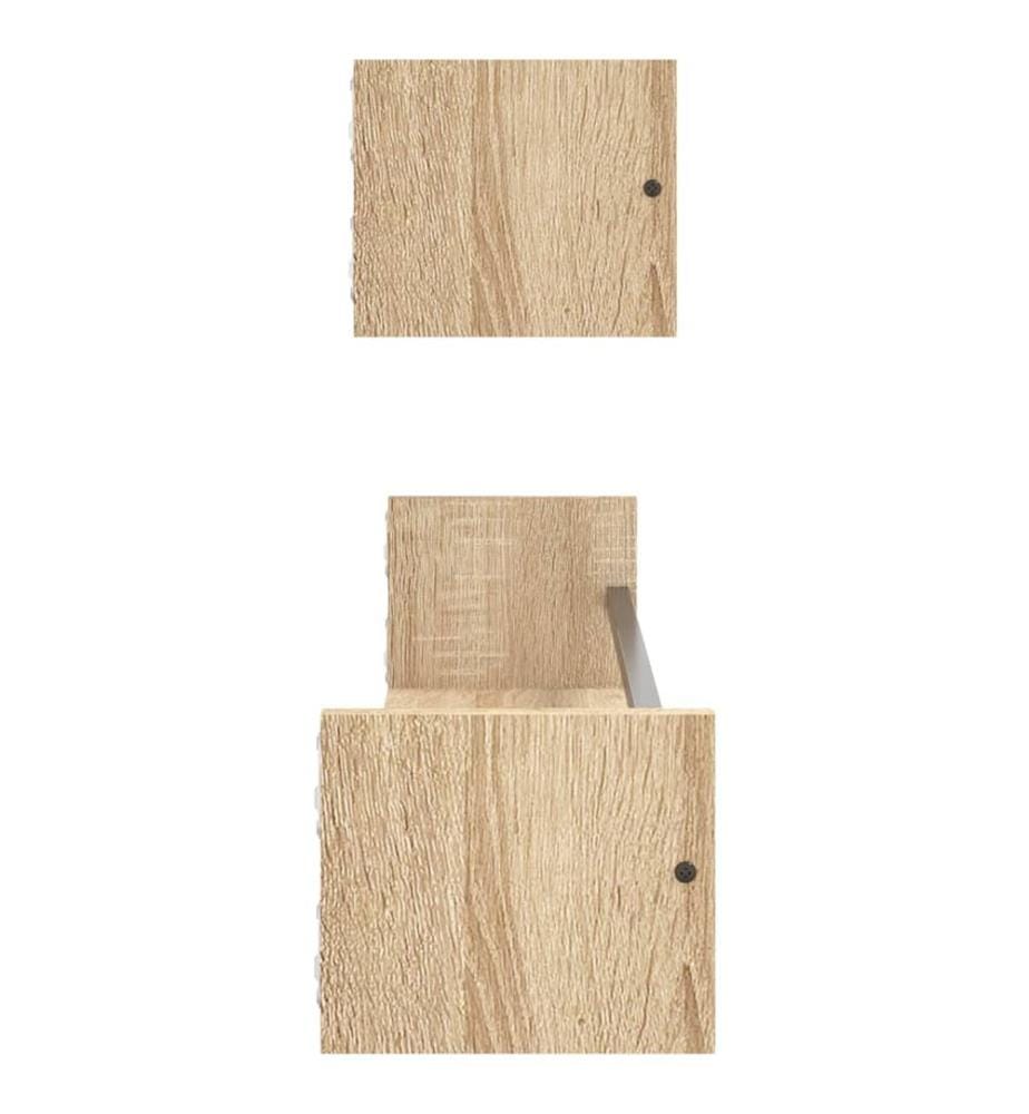 Wandregale mit Stangen 2 Stk. Sonoma-Eiche 80x16x14 cm