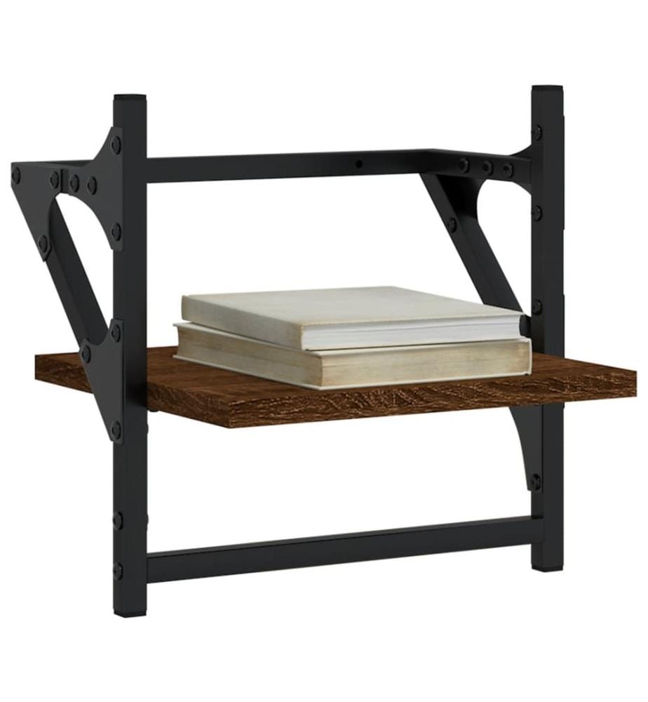 Wandregale mit Stangen 2 Stk. Braun Eichen-Optik 30x25x30 cm