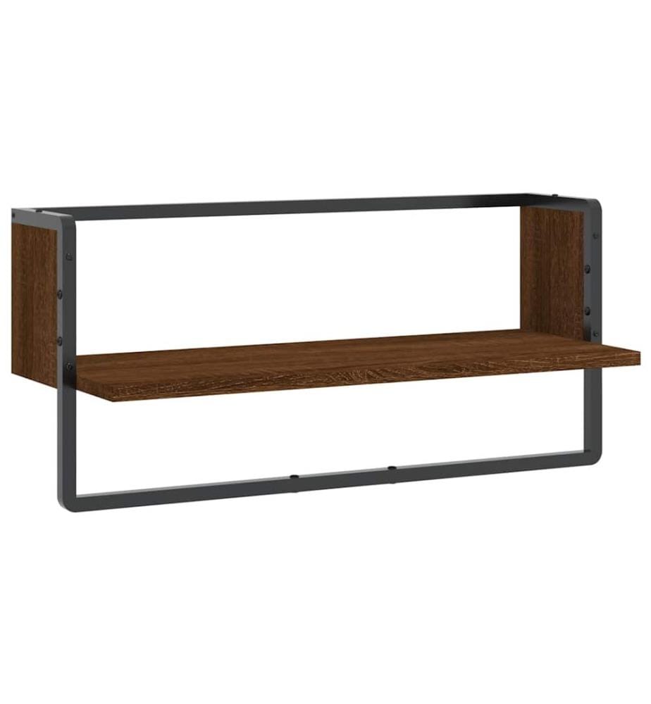 Wandregal mit Stange Braun Eichen-Optik 65x25x30 cm
