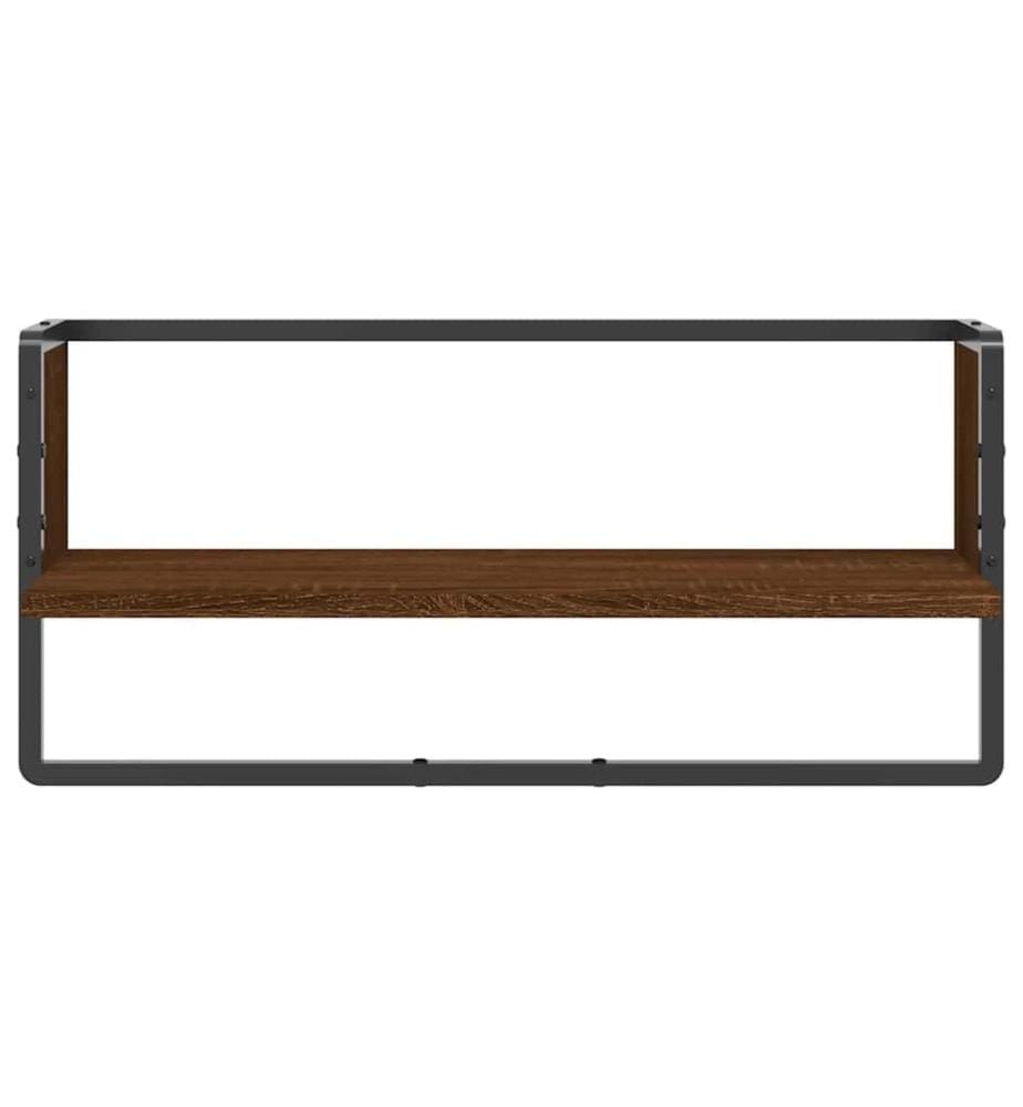 Wandregal mit Stange Braun Eichen-Optik 65x25x30 cm