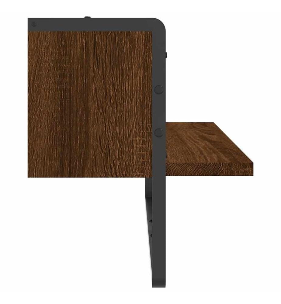 Wandregal mit Stange Braun Eichen-Optik 65x25x30 cm