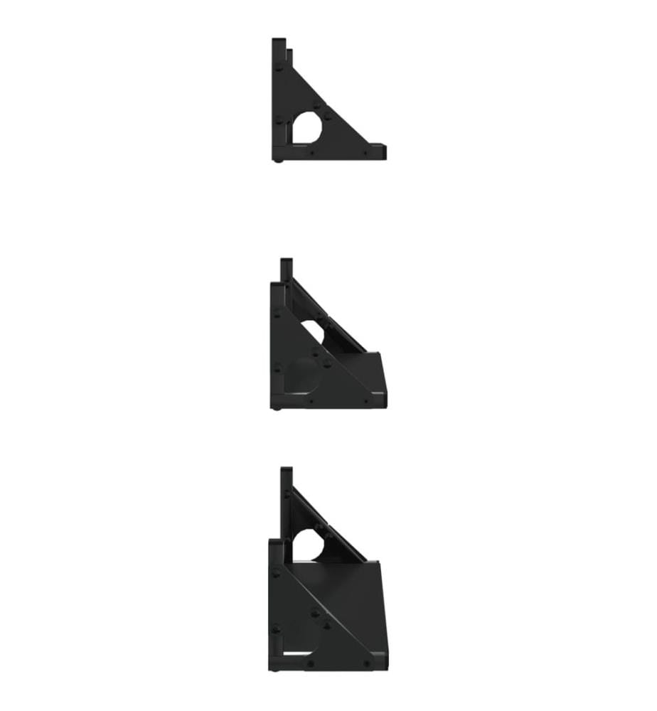 3-tlg. Wandregal-Set Schwarz Holzwerkstoff