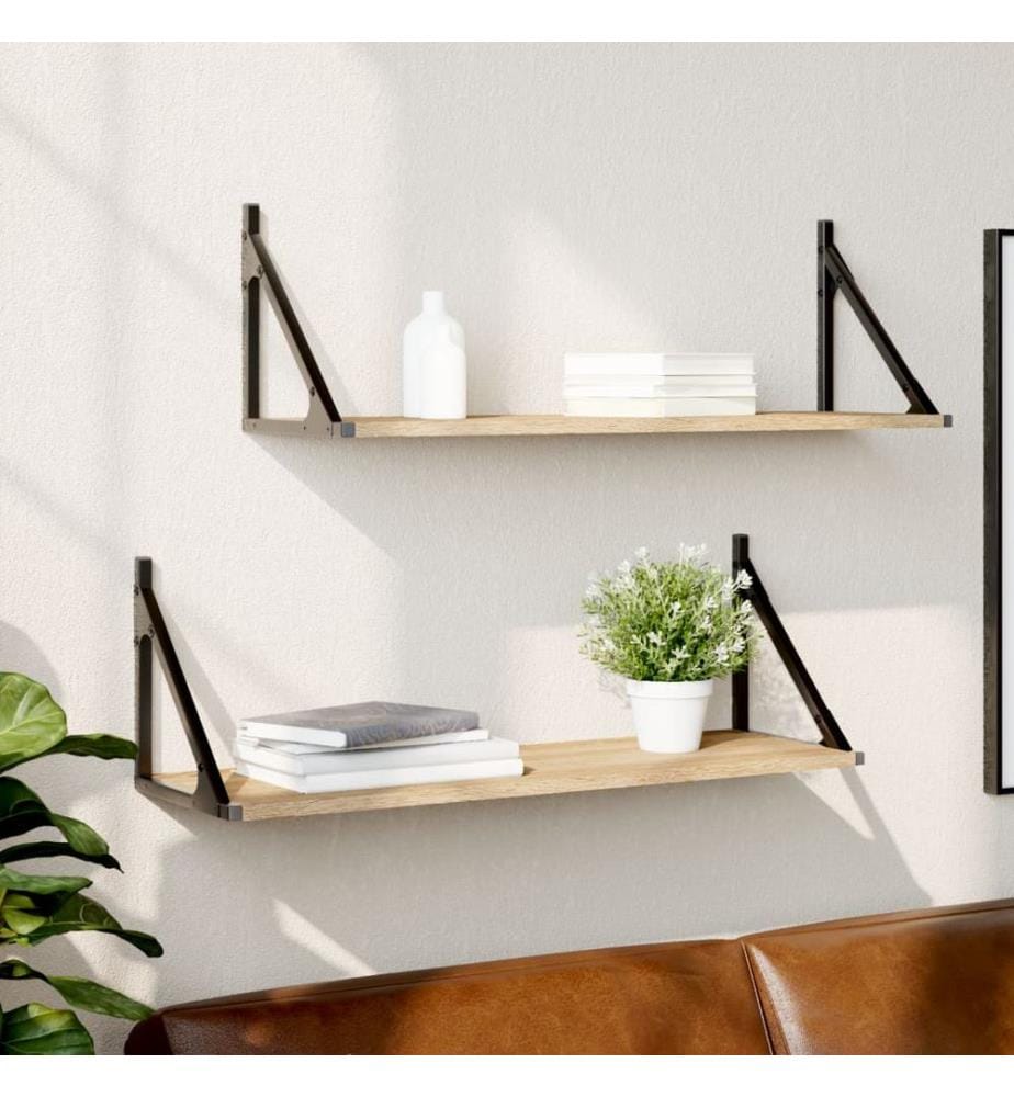 Wandregale 2 Stk. Sonoma-Eiche 80 x 25 x 25,5 cm Holzwerkstoff