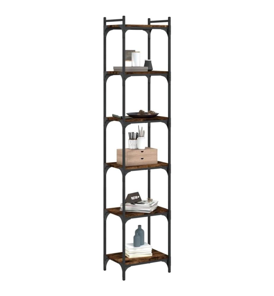 Bücherregal 6 Böden Räuchereiche 40x30x188 cm Holzwerkstoff