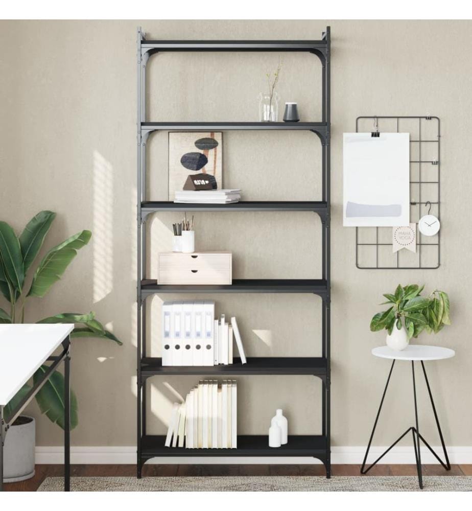 Bücherregal 6 Böden Schwarz 80x30x188 cm Holzwerkstoff