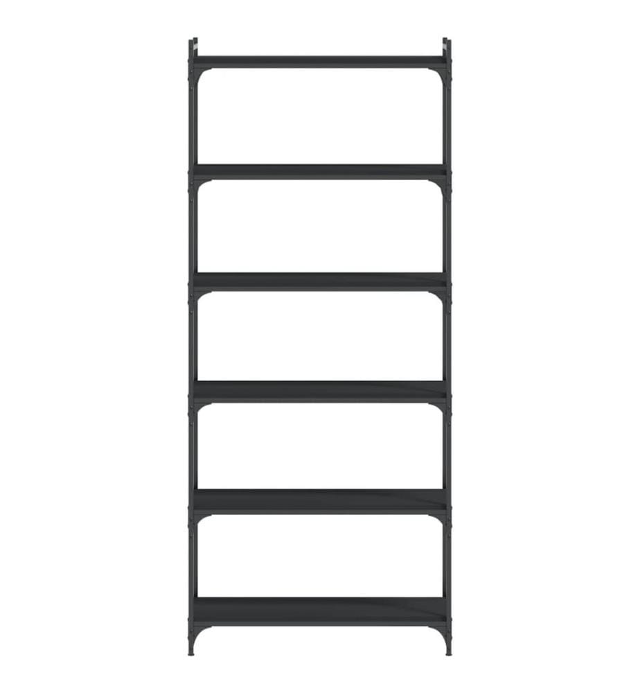 Bücherregal 6 Böden Schwarz 80x30x188 cm Holzwerkstoff