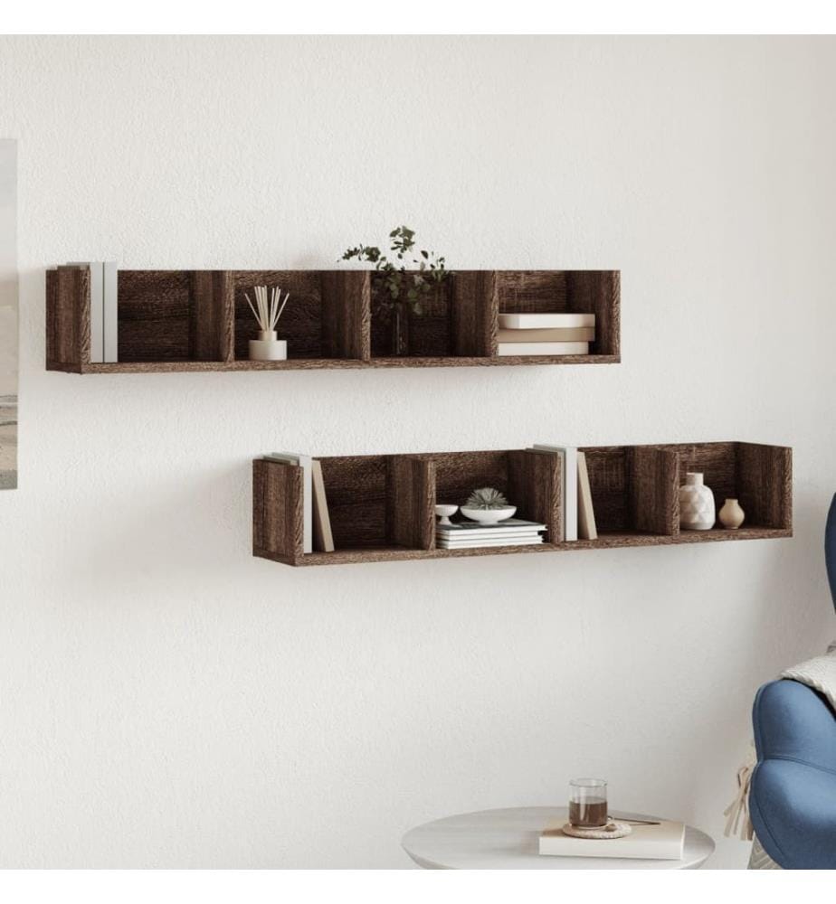 Wandschränke 2 Stk. Braun Eichen-Optik 99x18x16,5 Holzwerkstoff