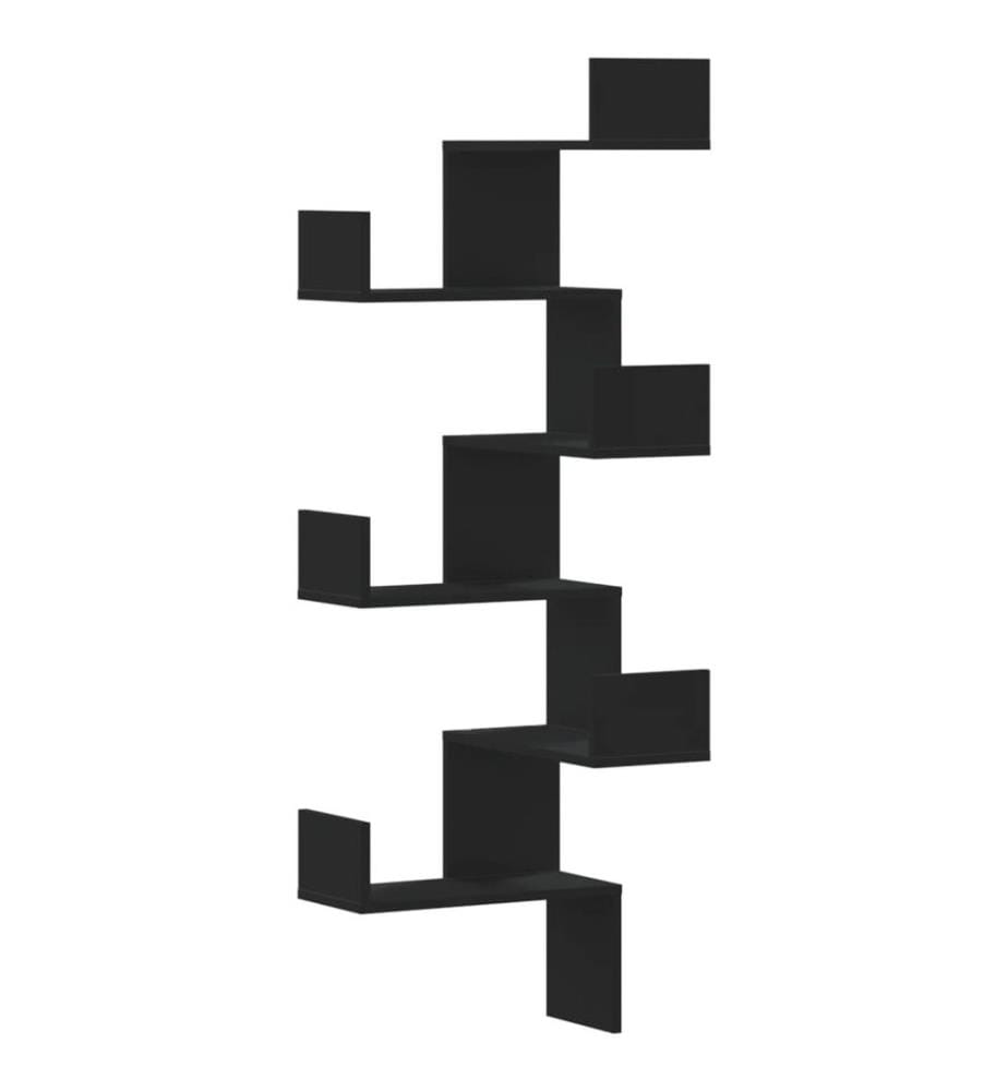 Wand-Eckregal Schwarz 45x45x147 cm Holzwerkstoff