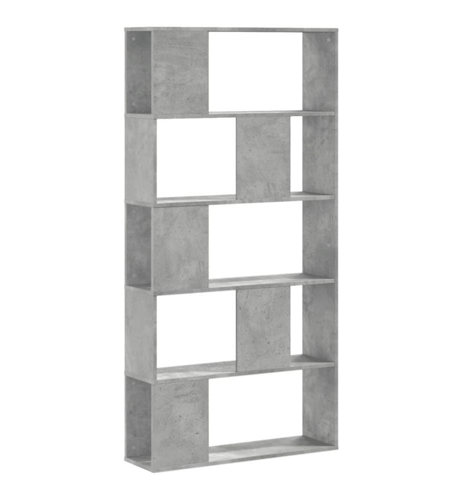 Bibliothèque 5 niveaux gris béton bois d'ingénierie
