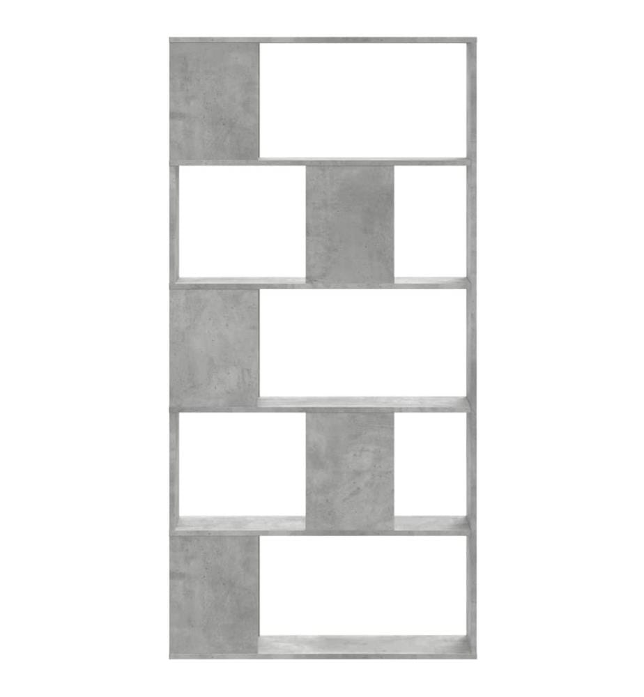 Bibliothèque 5 niveaux gris béton bois d'ingénierie