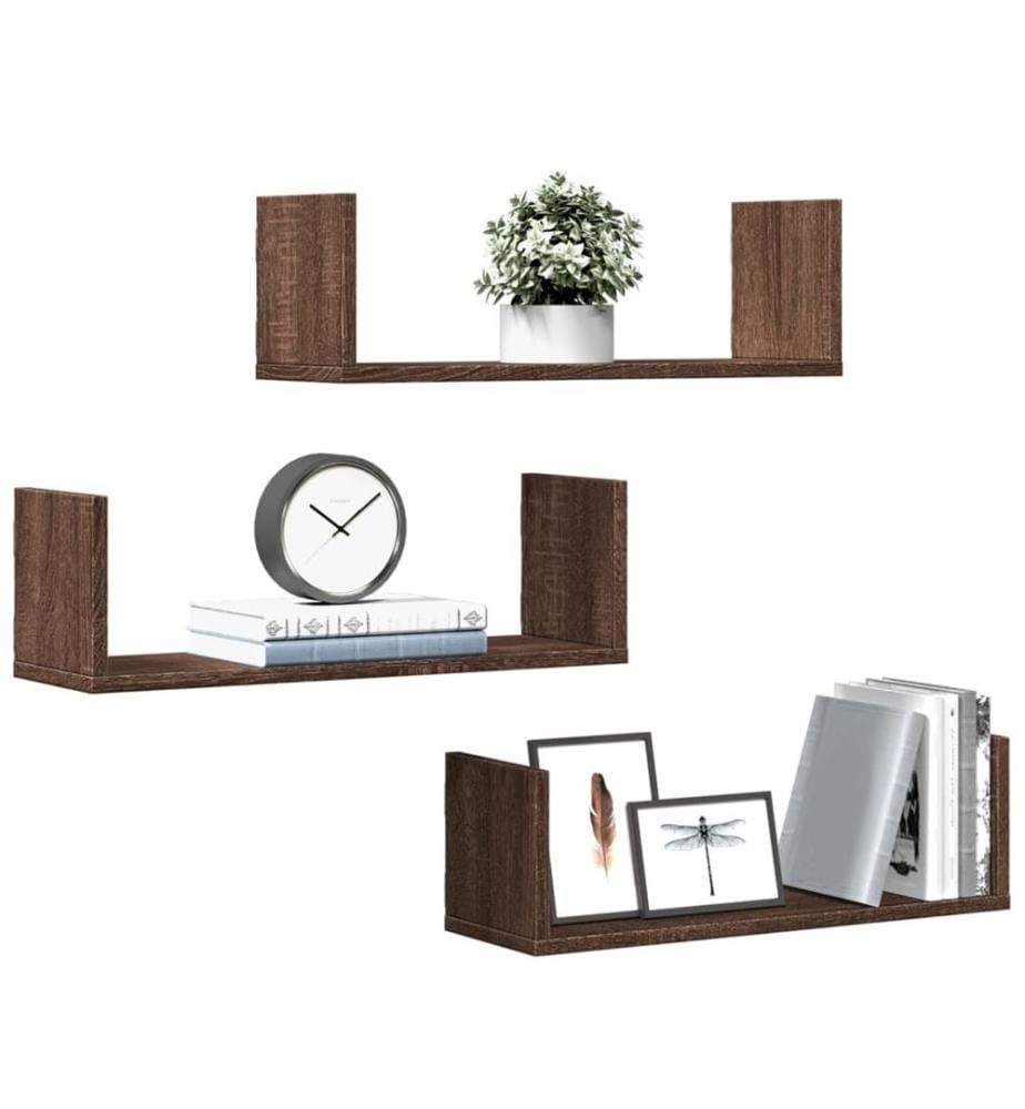 Wandregale 3 Stk. Eichen-Optik 58x18x18 cm Holzwerkstoff