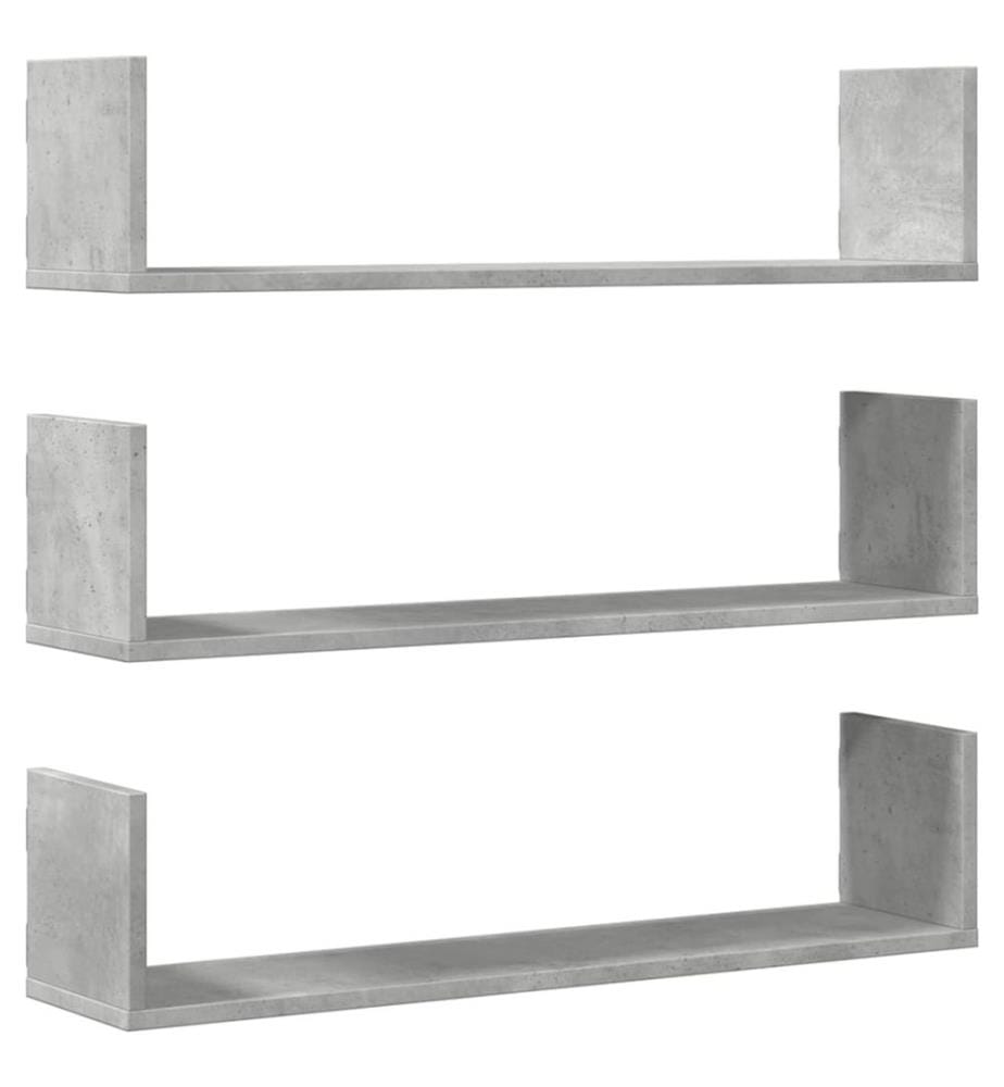 Wandregale 3 Stk. Betongrau 80x18x18 cm Holzwerkstoff