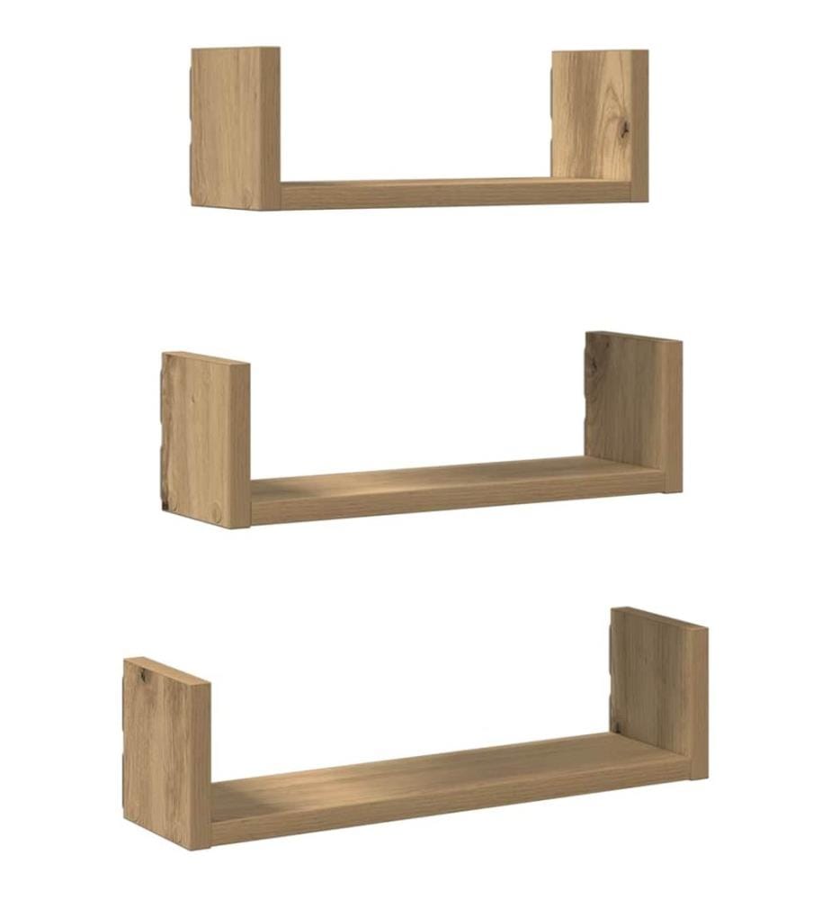 Wandregale 3 Stk. Artisan-Eiche Holzwerkstoff