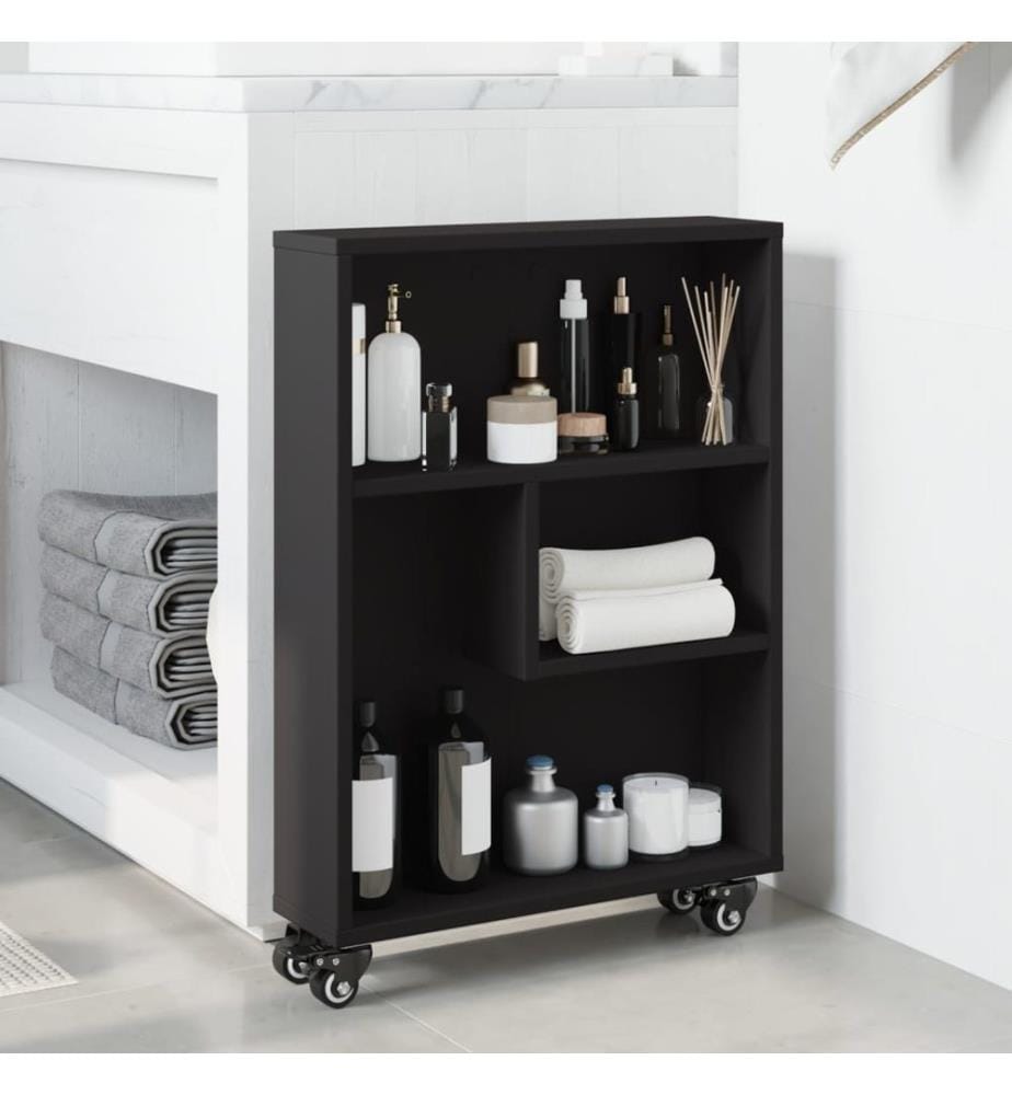 Aufbewahrungswagen Schmal Schwarz 48x13x68 cm Holzwerkstoff
