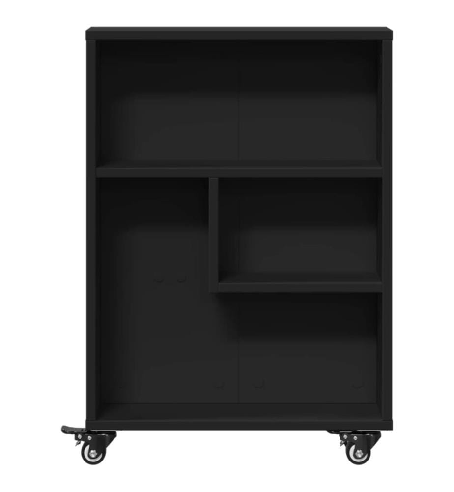 Aufbewahrungswagen Schmal Schwarz 48x13x68 cm Holzwerkstoff