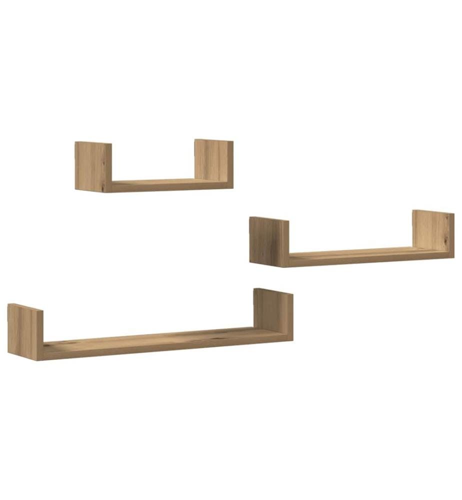 Wandregale 3 Stk. Artisan-Eiche Holzwerkstoff