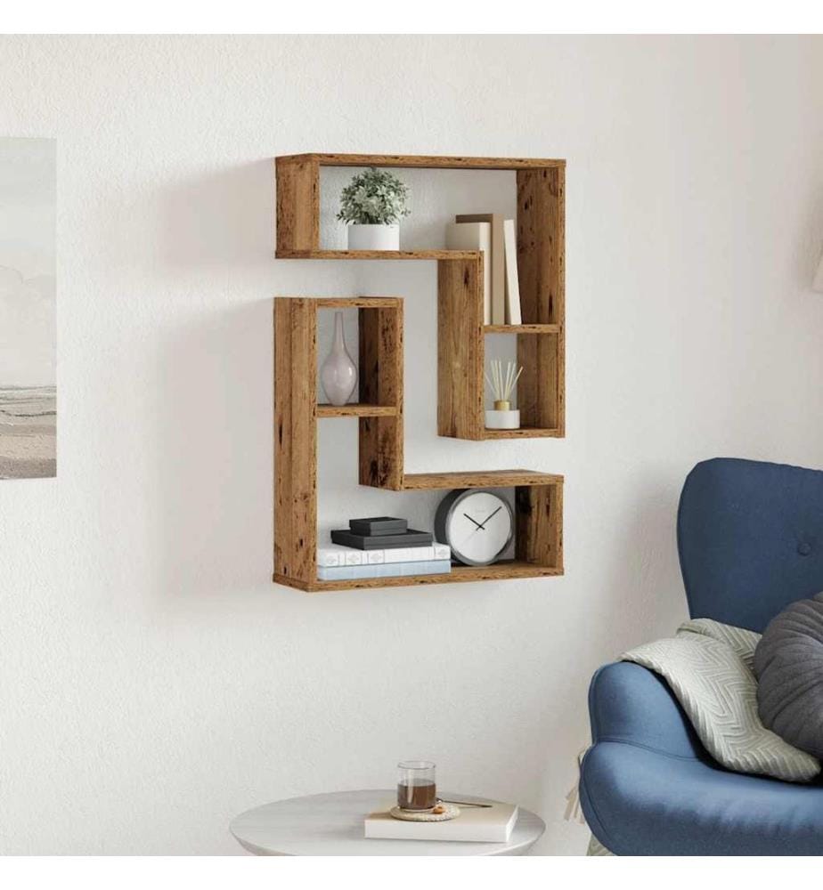 Wandregale 2 Stk. Altholz-Optik 50x15x50 Holzwerkstoff