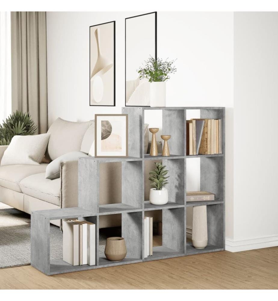 Étagère séparatrice de pièce à 3 niveaux gris béton