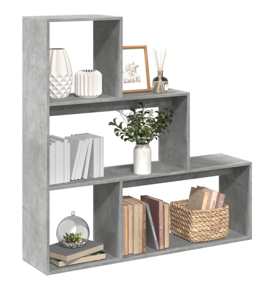 Raumteiler-Bücherregal 3 Stufen Betongrau 123x29x123 cm