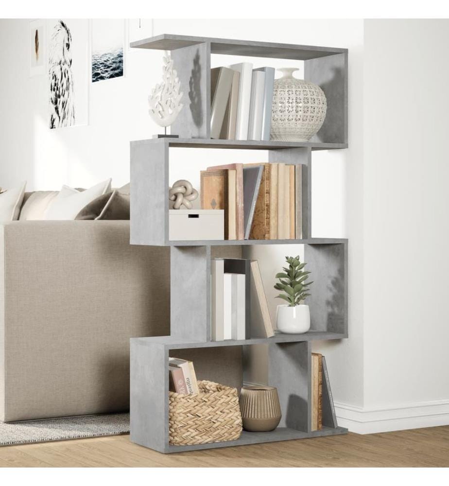 Raumteiler-Bücherregal 4 Böden Betongrau 70x24x129 cm