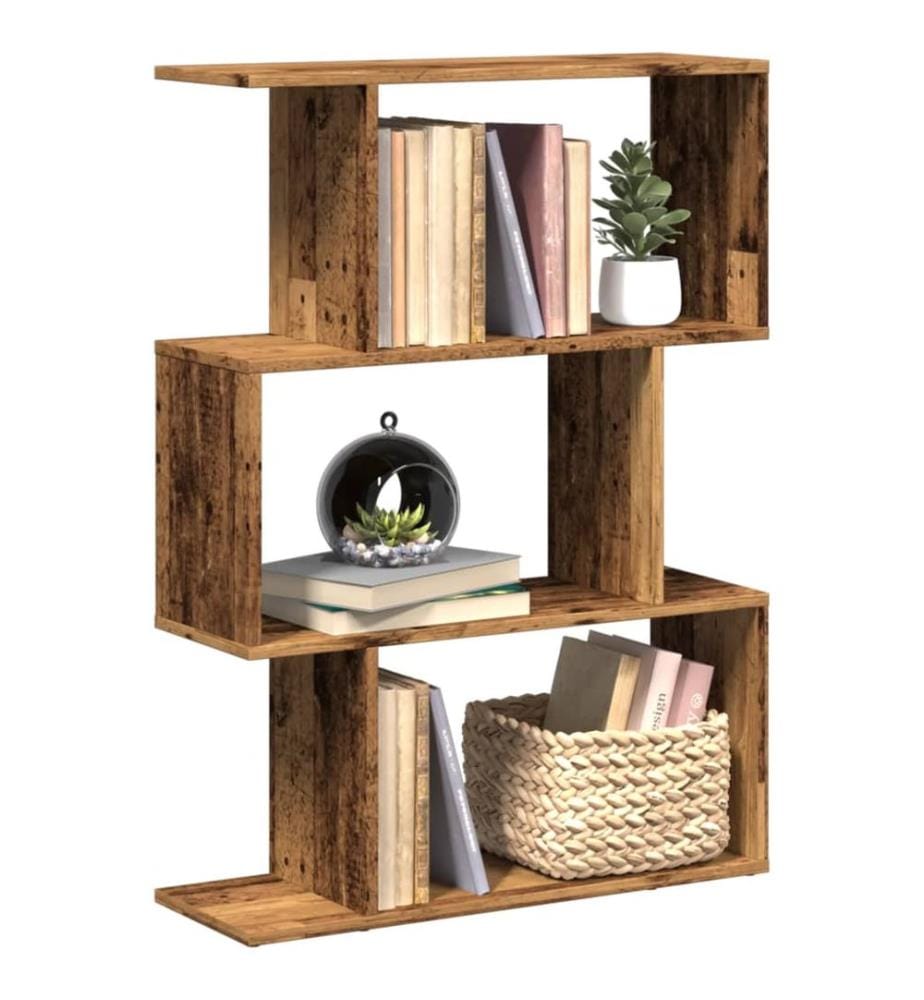 Raumteiler-Bücherregal 3 Fächer Altholz-Optik 70x24x97 cm