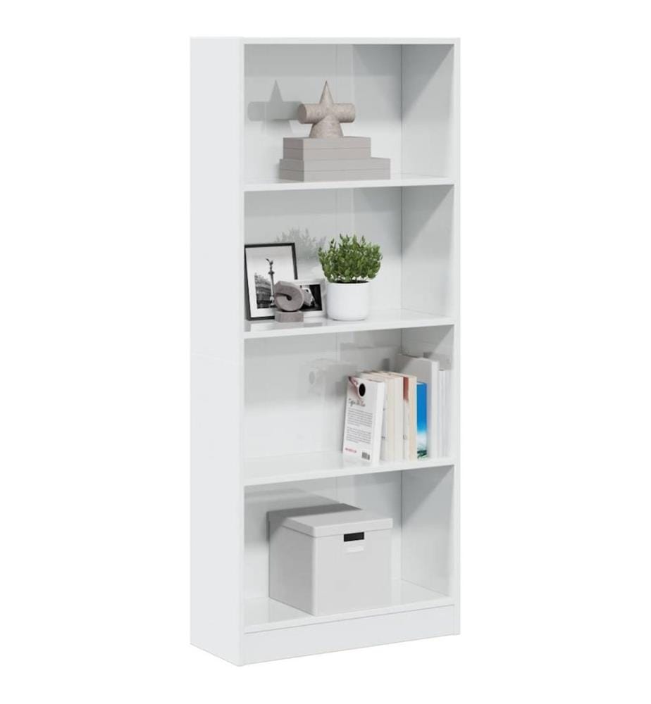 Bücherregal Hochglanz-Weiss 60x24x143 cm Holzwerkstoff