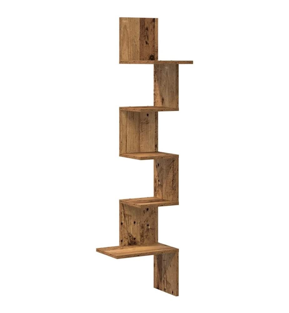 Wand-Eckregal Altholz-Optik 32x32x127,5 cm Holzwerkstoff