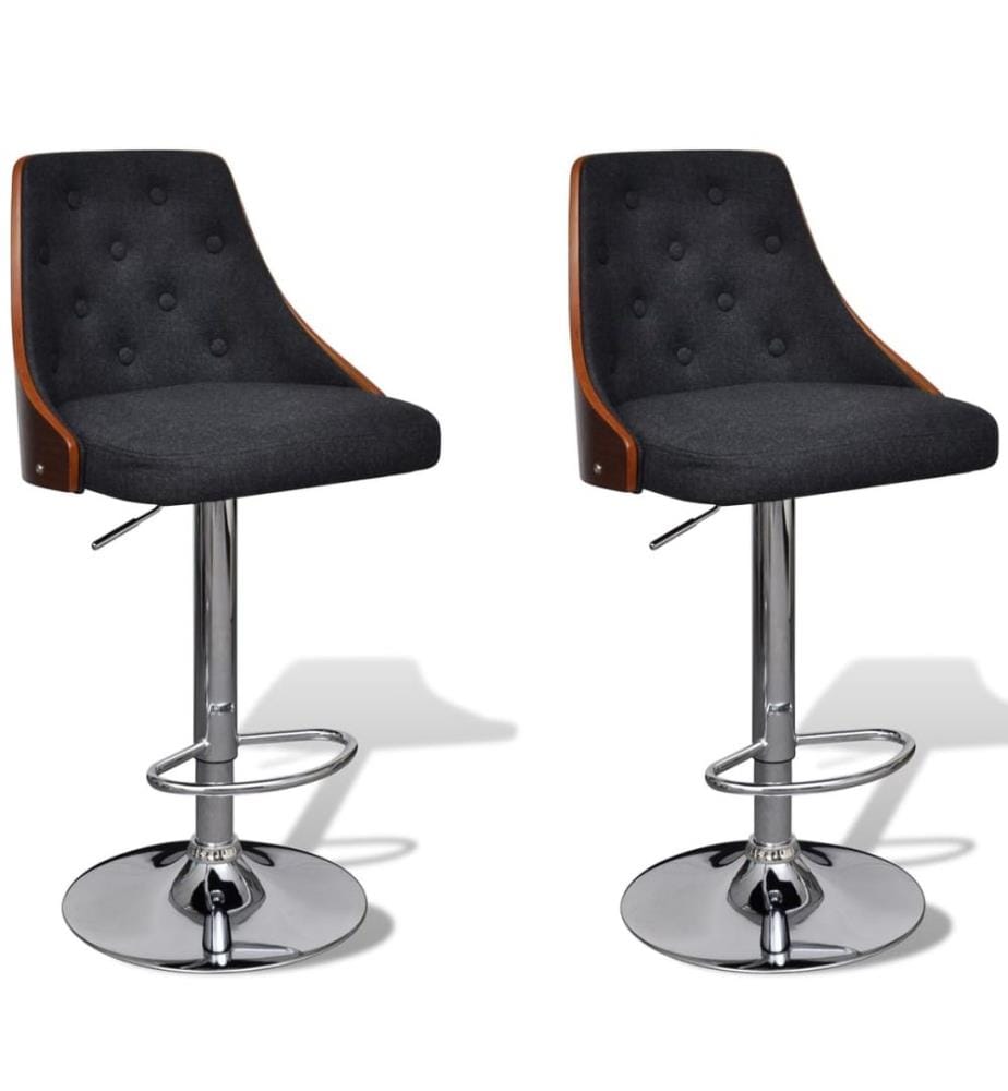 Barhocker 2 Stk. Bugholz und Stoff