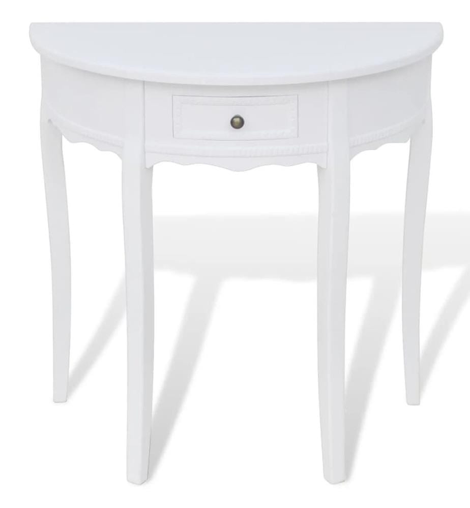 Table console avec tiroir Demi-ronde Blanc