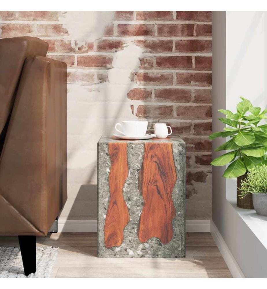 Hocker Teak Massivholz und Harz