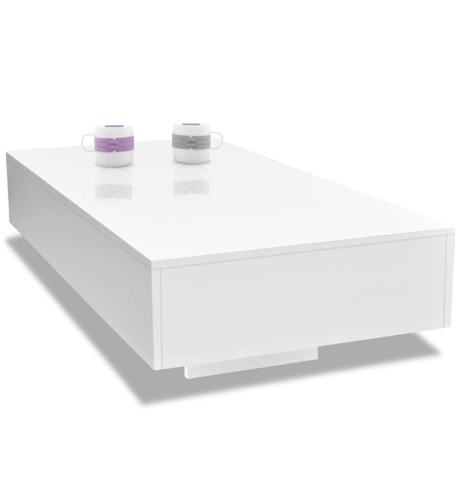 Table basse blanc brillant