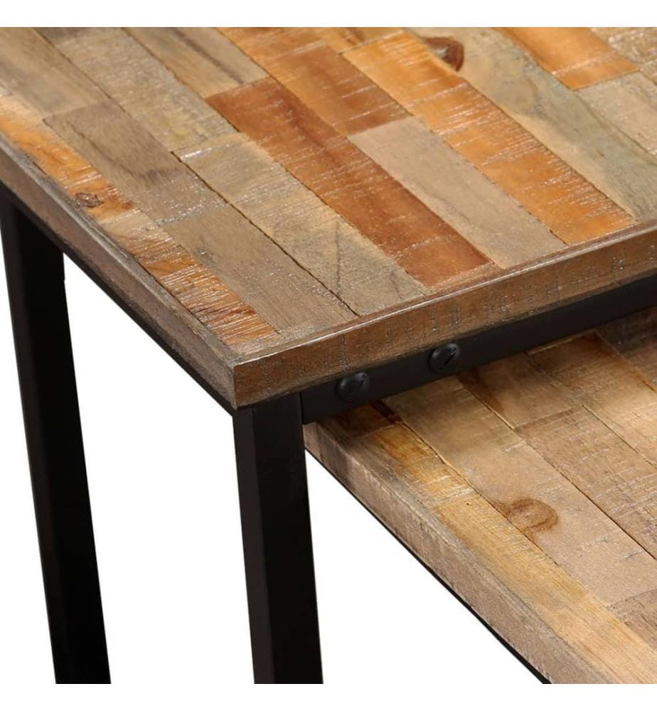 Ensemble de table basse gigogne 2 pcs Teck massif récupération