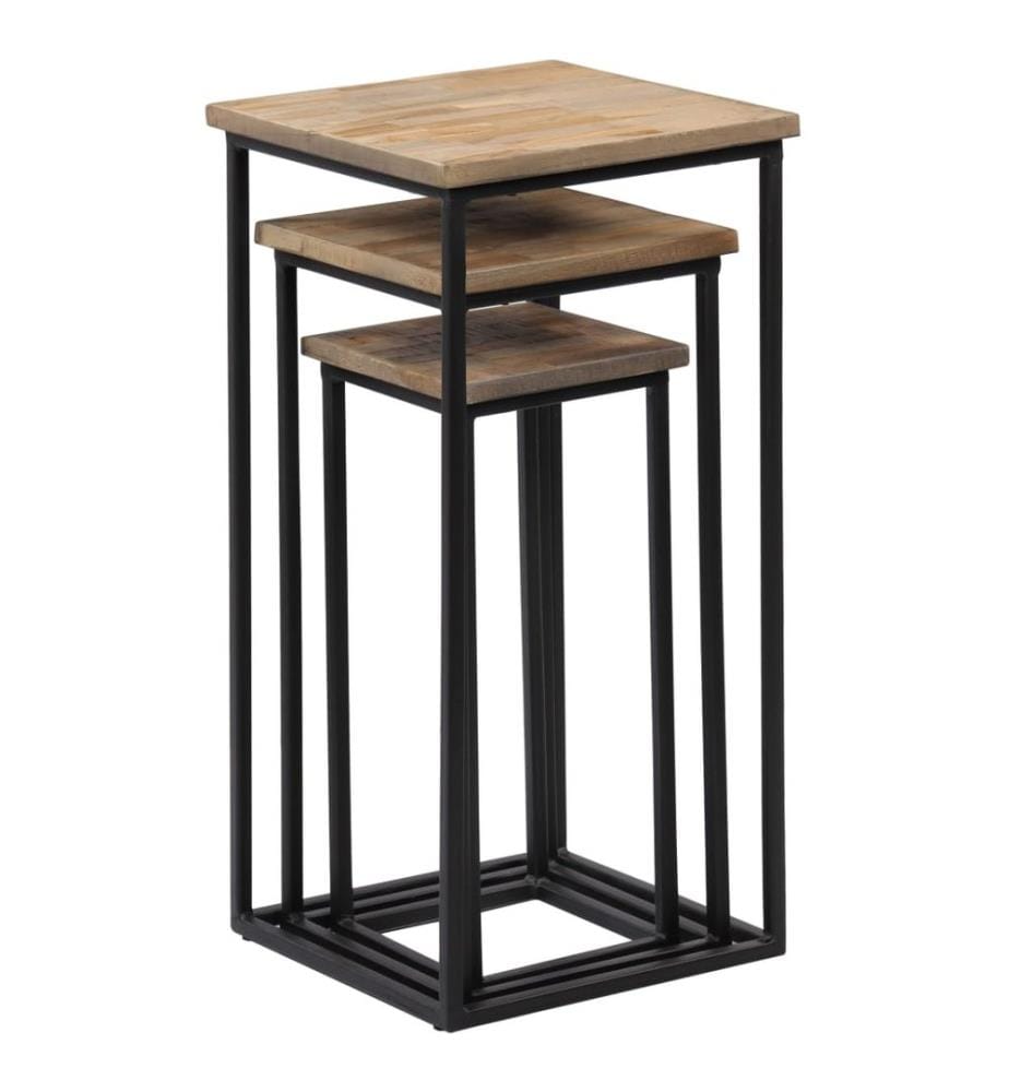 Ensemble de tables pour plante 3 pcs Teck recyclé