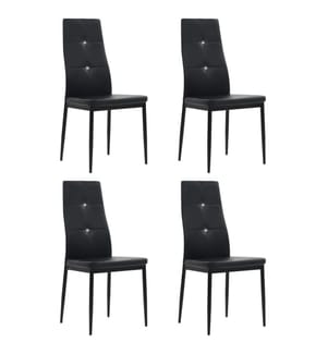 Chaises à manger lot de 4 noir similicuir