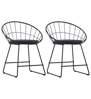 Chaises à manger Siège en similicuir lot de 2 noir acier