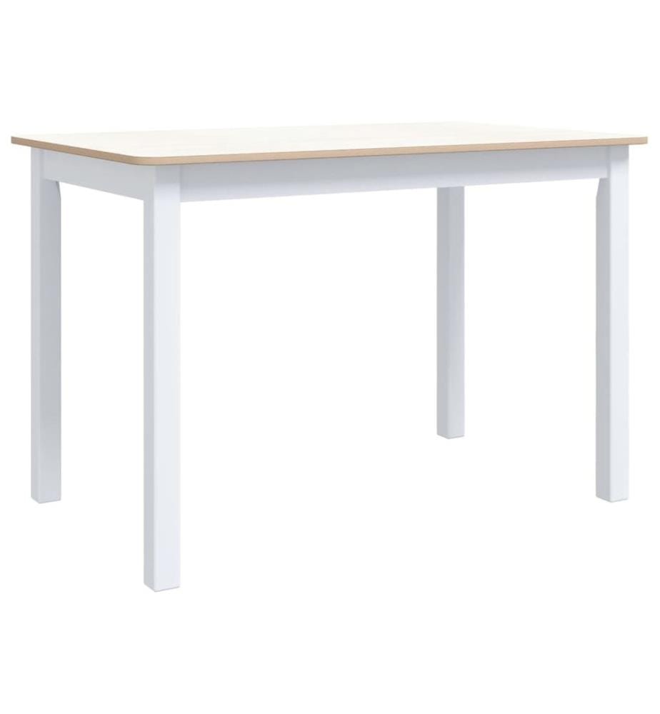 Table à manger Blanc et marron 114x71x75 cm Bois d'hévéa massif