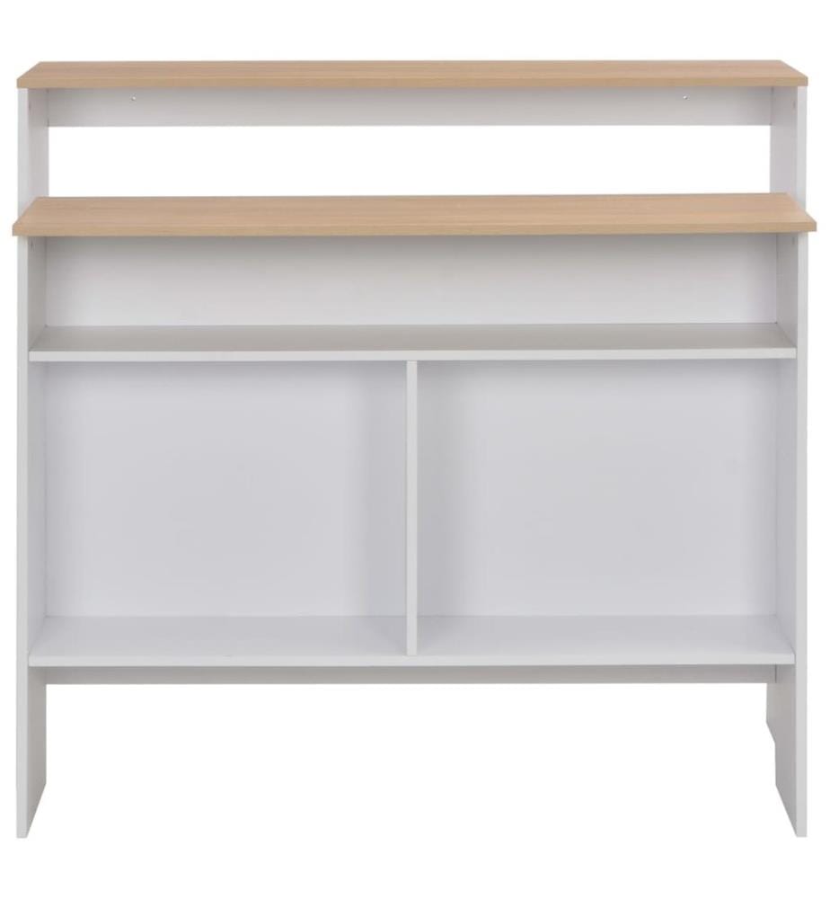 Table de bar avec 2 dessus de table Blanc et chêne 130x40x120cm