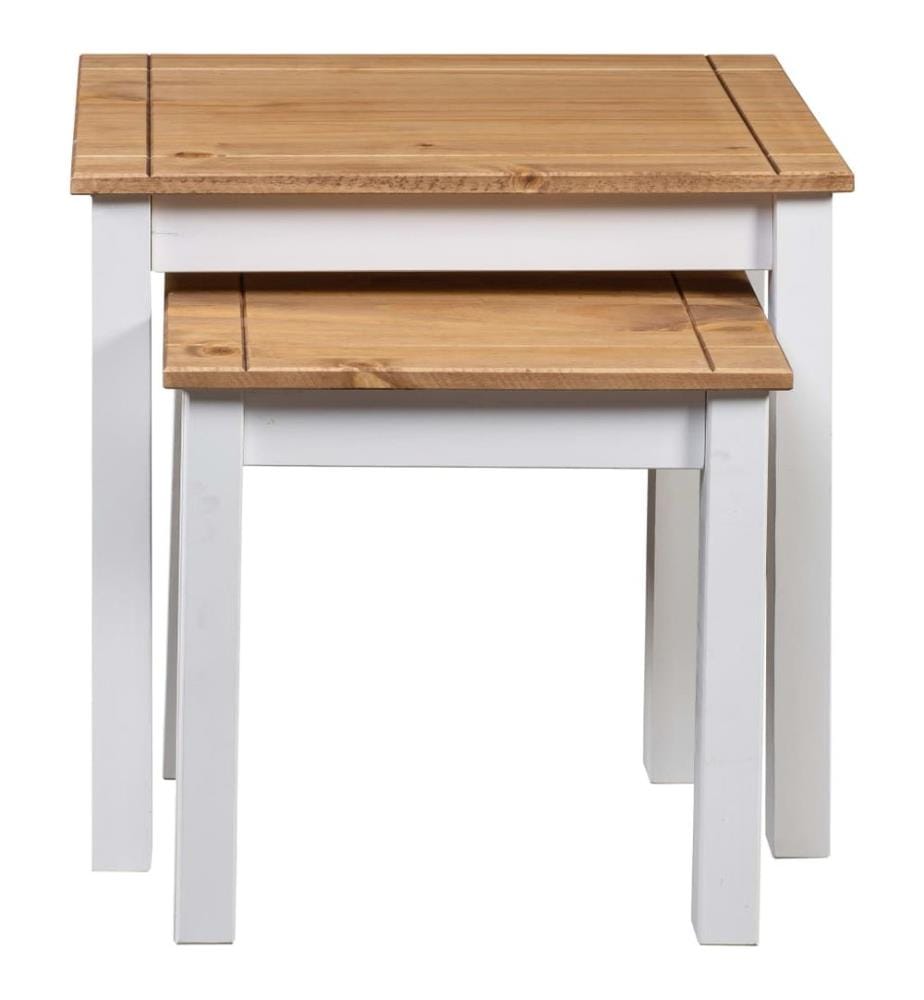 Tables gigognes 2pcs Blanc Bois pin massif Assortiment Panama