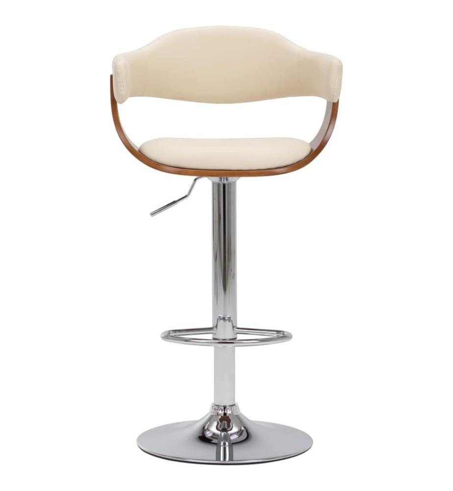 Barhocker 2 Stk. Creme Bugholz und Kunstleder